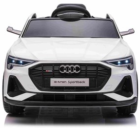 Carro elétrico para crianças Audi E-tron Sportback 12V, comando remoto 2,4 GHz, entrada USB/AUX, suspensão, bateria de lítio, luzes LED, 2 motores de