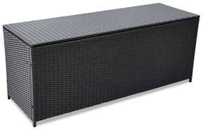 43134 vidaXL Caixa de arrumação para jardim 150x50x60 cm vime PE preto