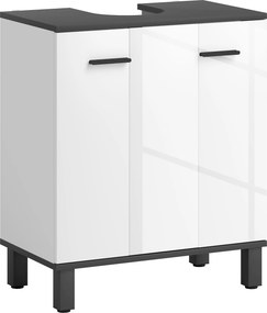 Móvel de Lavatório (NÃO INCLUIDO) com 2 Portas e Prateleira Ajustável para Lavatório com ou sem Pedestal 60x34x70 cm Branco Brilhante