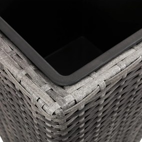 Vasos/floreiras de jardim elevados 3 pcs vime PE cinzento