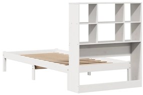 Cama com estante sem colchão 90x190 cm pinho maciço branco