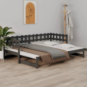 820736 vidaXL Sofá-cama de puxar 2x(90x200) cm pinho maciço cinza