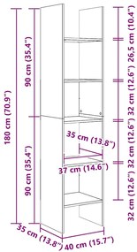 Estante 40x35x180 cm contraplacado cinzento cimento