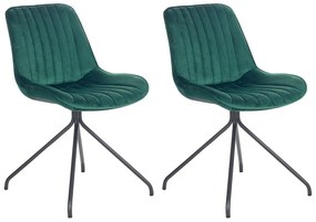Conjunto de 2 cadeiras de jantar em veludo verde esmeralda NAVASOTA Beliani