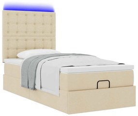 Estrutura de cama otomana com creme de colchão 100x200cm tecido