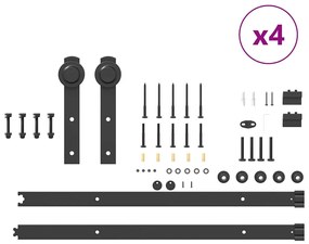 Kit de ferragens para porta deslizante 305 cm aço preto