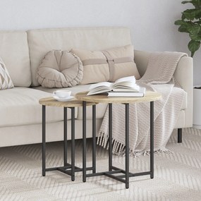 Mesa de Apoio vidaXL 2 pcs Madeira de Carvalho Sonoma e Metal