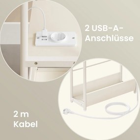 Mesa de apoio ou mesa cabeçeira estreita com 3 prateleiras com porta-revistas 18 x 45 x 58 cm branco creme