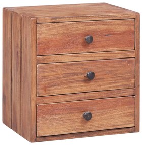 vidaXL Mesa cabeceira 3 gavetas 35x25x35 cm madeira de mogno maciça