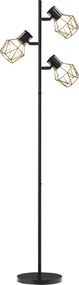 Candeeiro de pé para sala de estar com 3 luzes, compatível com lâmpadas E27 (não incluídas) 41 x 28 x 169 cm, preto