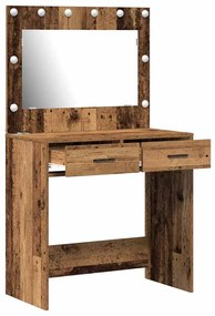 Mesa de Maquiagem vidaXL com Luzes LED Madeira Antiga 78,5x41x135 cm