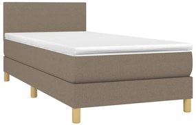 Cama box spring + colchão/LED 80x200cm tecido cinza-acastanhado