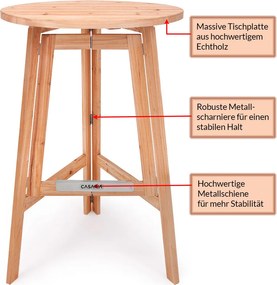 Mesa dobrável alta em madeira maciça Ø80 x 111 cm Castanho