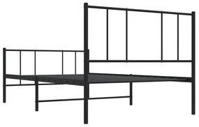 Estrutura de cama com cabeceira e pés 90x200 cm metal preto