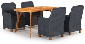vidaXL 5 pcs conjunto de jantar para jardim cinzento-escuro