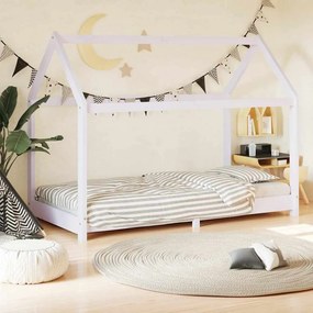 Estrutura de cama para crianças 70x140 cm pinho maciço branco