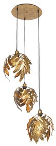 Candeeiro de suspensão vintage ouro antigo redondo 3 luzes - Linden Clássico / Antigo
