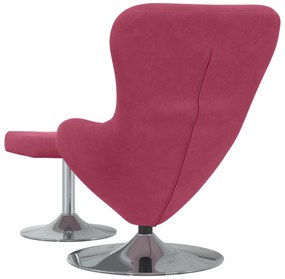Poltrona Egg vidaXL com Puff Veludo Vermelho
