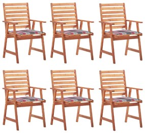 vidaXL Cadeiras de jantar p/ jardim 6 pcs c/ almofadões acácia maciça