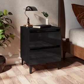 vidaXL Mesas de cabeceira 2 pcs 40x35x50 cm contrapl. preto brilhante