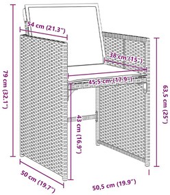 Conjunto de Jantar de Jardim com Almofadas Cinza Claro Rattan Poly