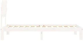 Cama sem colchão 90x200 cm madeira de pinho maciça branco