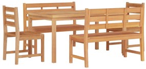 5 pcs conjunto de jantar p/ jardim madeira de teca maciça