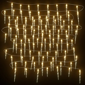Luz de Natal pingente de gelo 100 luzes LED 10m acrílico branco