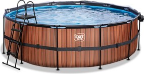 Piscina Redonda Wood ø450x122cm com bomba de filtro de areia e cúpula - Castanha