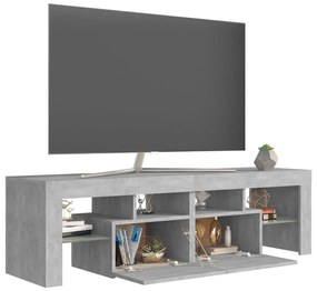 Móvel de TV com luzes LED 140x36,5x40 cm cinzento cimento