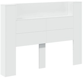 Armário de cabeceira com luzes LED 140x16,5x103,5 cm branco