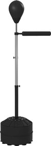 Saco de boxe com suporte, regulável em altura de 160 a 205 cm, com bomba incluída, enchível com areia ou água, preto