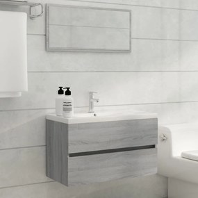 vidaXL 2 pcs conjunto móveis WC derivados de madeira sonoma cinza
