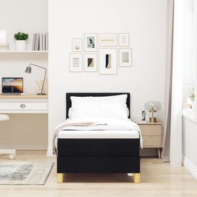 Cama Box Spring com Colchão Preto 80x200 cm Tecido