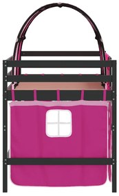 Cama alta p/ criança c/ túnel 90x200 cm pinho maciço rosa