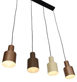 Candeeiro suspenso bronze com taupe e bege 4 luzes - Ans Moderno