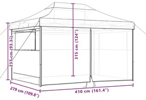 Tenda p/ festas pop-up dobrável com 4 paredes laterais verde