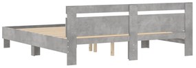 Estrutura de cama c/ cabeceira derivados madeira cinza-cimento