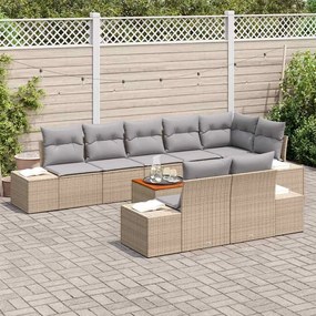Conjunto de Sofá de Jardim 9 pcs Bege, cinza claro