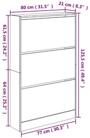 Sapateira 80x21x125,5 cm derivados de madeira cinzento sonoma