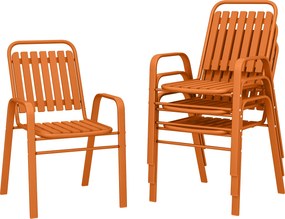 Conjunto de 4 cadeiras de jardim empilháveis para exterior (MESA NÃO INCLUIDA), com encosto alto e braços, estrutura em aço, 56 x 66 x 91 cm, cor lara