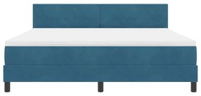 Cama Box Spring vidaXL com Colchão e LED Azul Escuro 180x200 cm Veludo