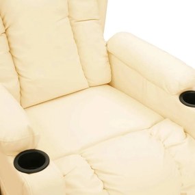 Poltrona de massagens elétrica couro artificial cor creme