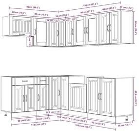11 peças armário de cozinha conjunto Lucca brilho branco
