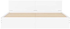Estrutura de cama com cabeceira e luzes LED 200x200 cm branco