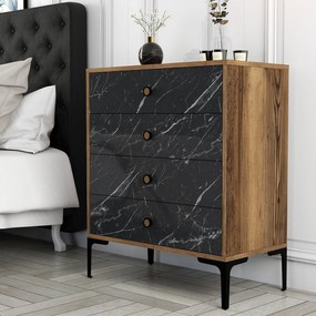 Cômoda Lizbon541 – Walnut/Preto – 76 x 90,7 x 40 cm