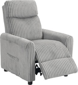 Poltrona Relax Reclinável Manual Estofada em Veludo com Apoio para Pés 73x86x100 cm Cinzento