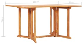 Mesa de jardim 150x90x75 cm madeira teca maciça