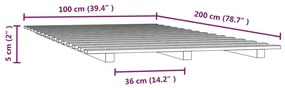 Estrutura de cama 100x200 cm madeira de pinho maciça cinzento