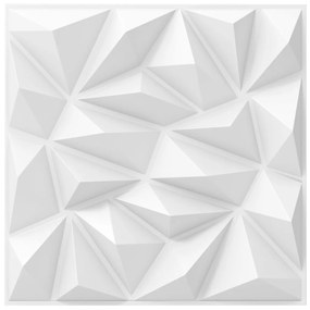 Conjunto de 20 painéis de parede 3D em forma de losango para sala de estar, quarto 50 x 50 x 5,5 cm branco